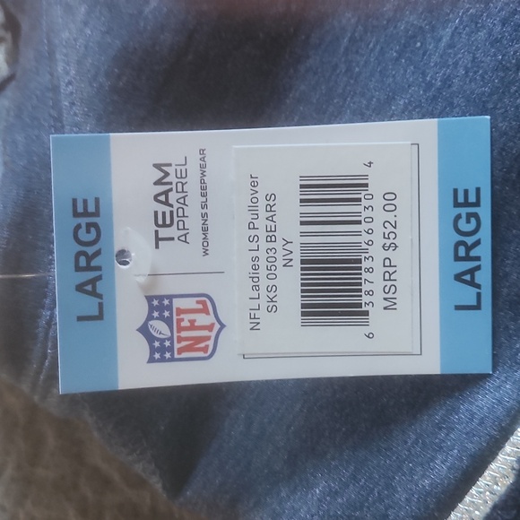 Chicago Bears Women's Large Sweatshirt Sleepwear Embroidered Blue Stretch NWT - Picture 10 of 10